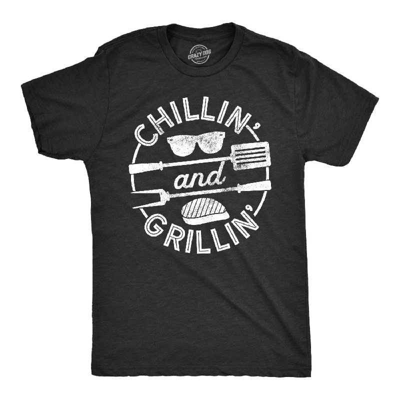 Men’s business casual plaid button-down shirt -Chillin' And Grillin' Men's T Shirt