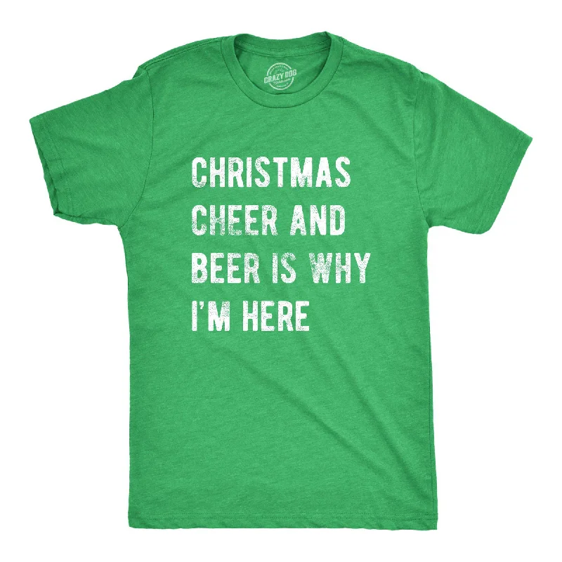 Men’s breathable plaid button-down shirt -Christmas Cheer And Beer Is Why I'm Here Men's T Shirt