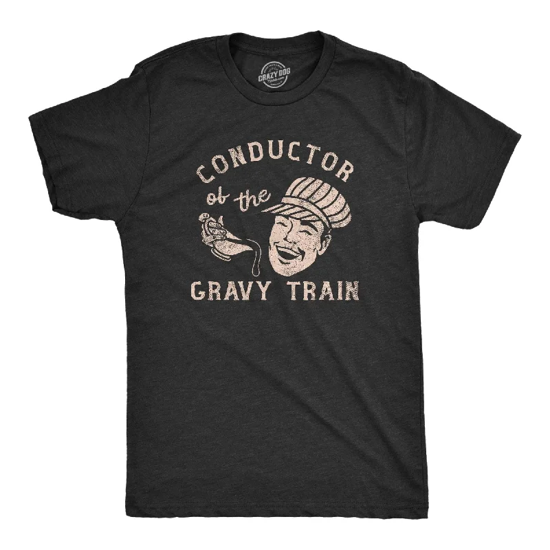 Men’s cotton plaid office shirt for meetings -Conductor Of The Gravy Train Men's T Shirt