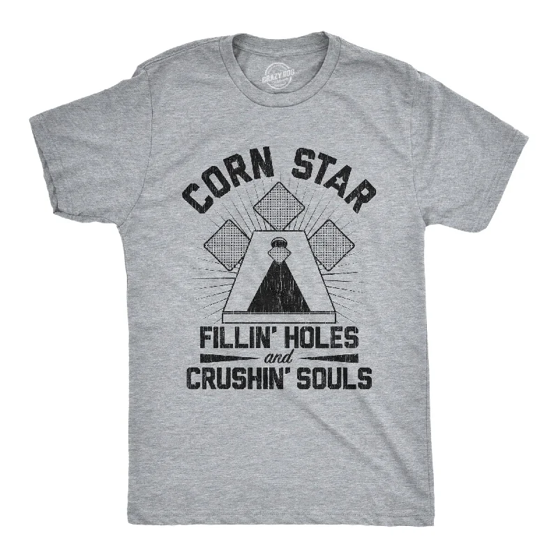 Men’s office plaid dress shirt for work events -Corn Star Fillin Holes And Crushin Souls Men's T Shirt