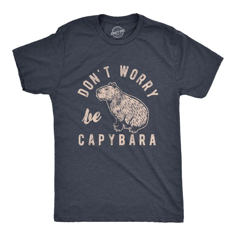 Men’s cotton office plaid shirt -Dont Worry Be Capybara Men's T Shirt