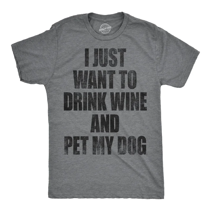 Men’s office cotton plaid shirt -I Just Want To Drink Wine and Pet My Dog Men's T Shirt