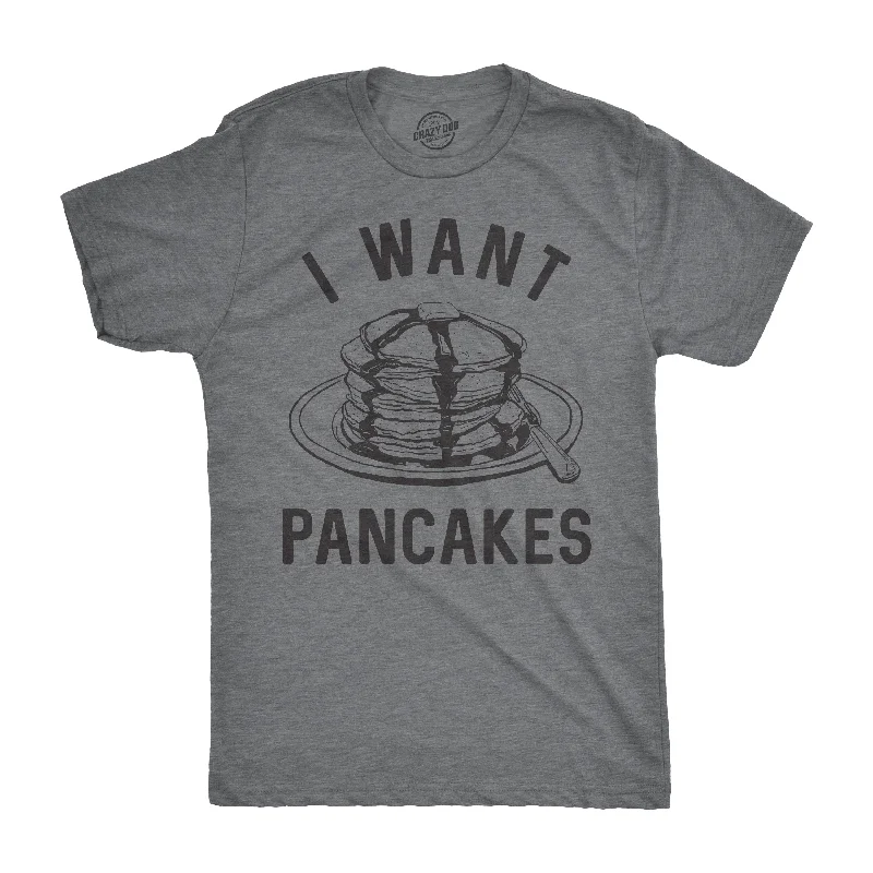 Men’s breathable plaid shirt for work -I Want Pancakes Men's T Shirt