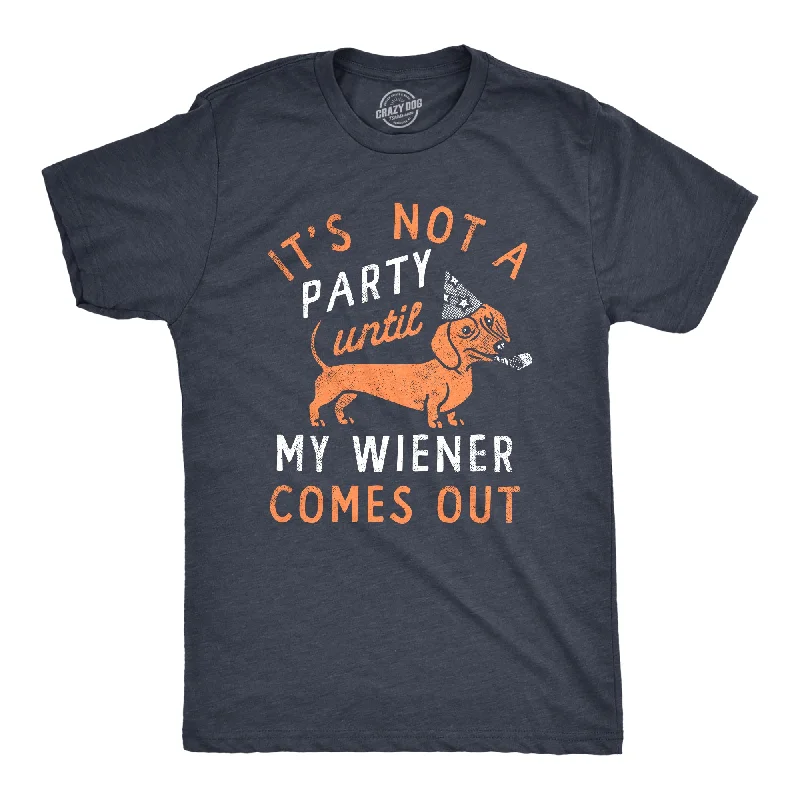 Men’s business short sleeve plaid button-down shirt -Its Not A Party Until My Wiener Comes Out Men's T Shirt