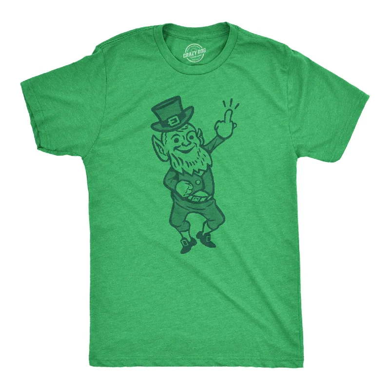 Men’s plaid dress shirt for casual office wear -Leprechaun Middle Finger Men's T Shirt