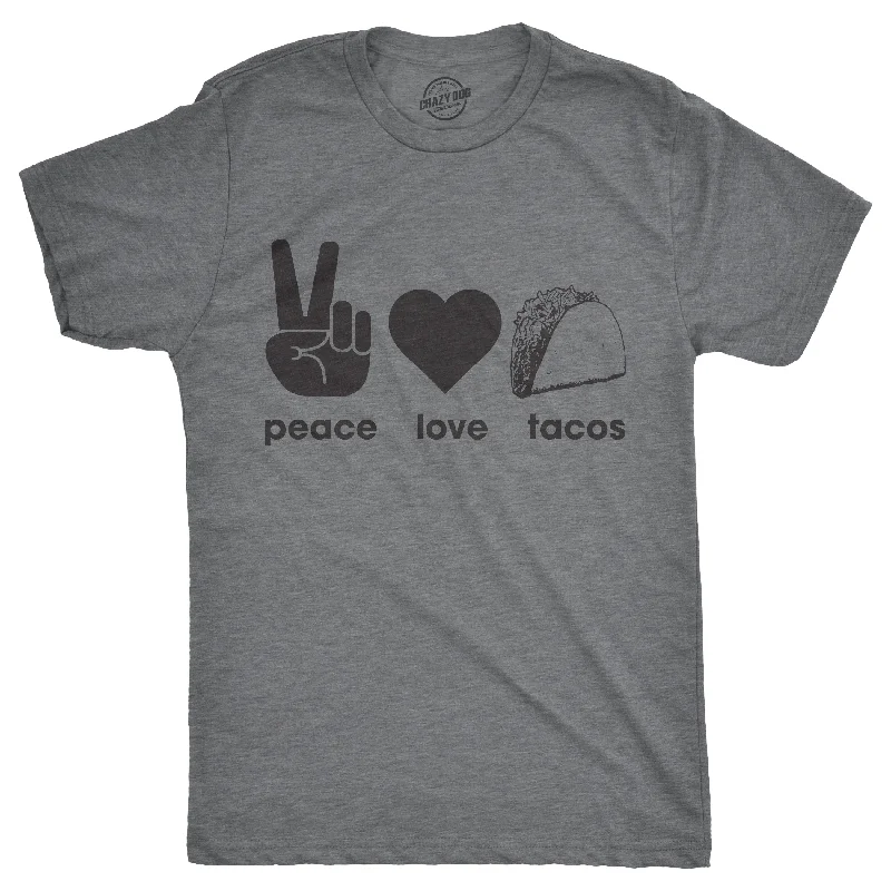 Men’s trendy button-up shirt for office -Peace Love Tacos Men's T Shirt