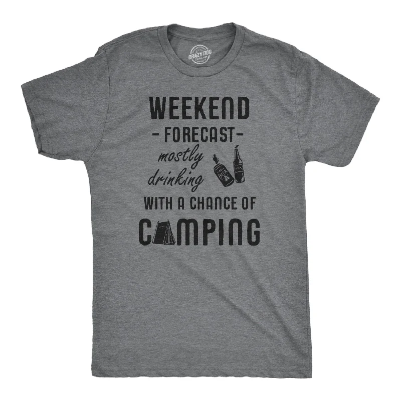 Men’s plaid shirt for business casual wear -Weekend Forecast: Mostly Drinking With A Chance Of Camping Men's T Shirt