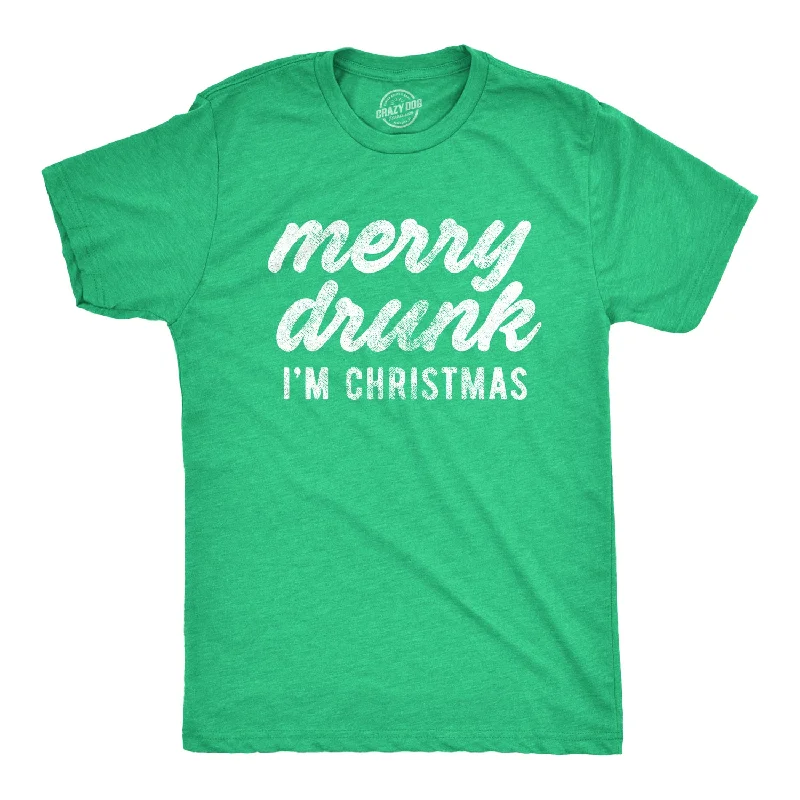 Men’s business short sleeve plaid button-down shirt -Merry Drunk I'm Christmas Men's T Shirt