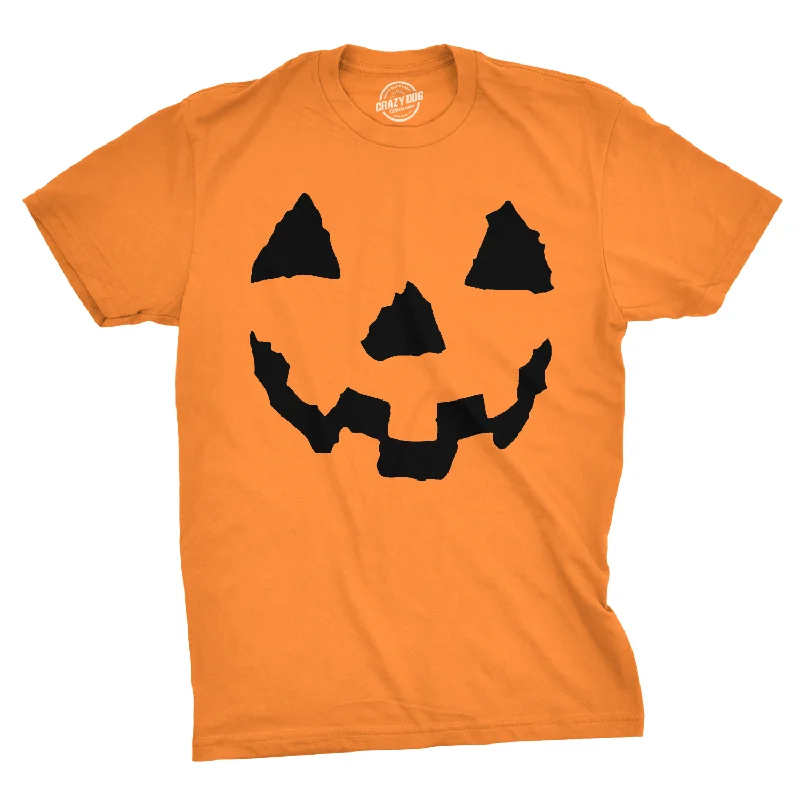 Men’s slim-fit plaid button-down shirt for work -Pumpkin Face Men's T Shirt