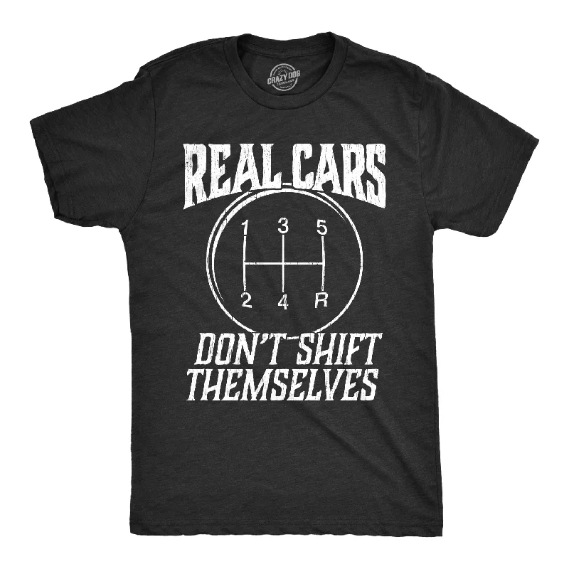 Men’s casual plaid shirt for professional wear -Real Cars Don't Shift Themselves Men's T Shirt