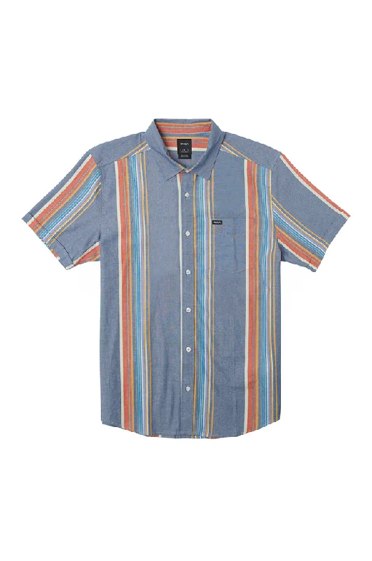 Men’s classic button-up shirt for office -RVCA Mayday Stripe Short Sleeve Shirt