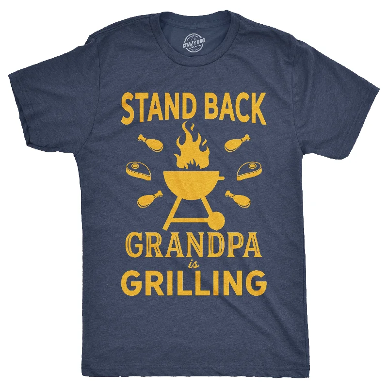 Men’s stylish cotton plaid button-down shirt -Stand Back Grandpa Is Grilling Men's T Shirt