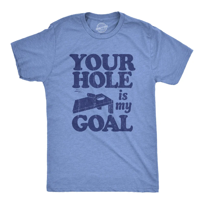 Men’s business short sleeve plaid shirt -Your Hole Is My Goal Men's T Shirt